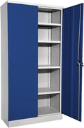eurokraft | Armario metálico Nilas | con 4 estantes | Al x An x Pr 1950 x 915 x 421 mm | gris luminoso/azul genciana