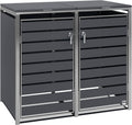 Zelsius - Cubo para 2 cubos de basura de acero inoxidable | (An) 132 x (P) 80 x (Al) 117 cm | Antracita RAL7016 | incl. posibilidad de ampliación | Revestimiento para cubos de basura, caja de basura para jardín, caseta para cubos de basura