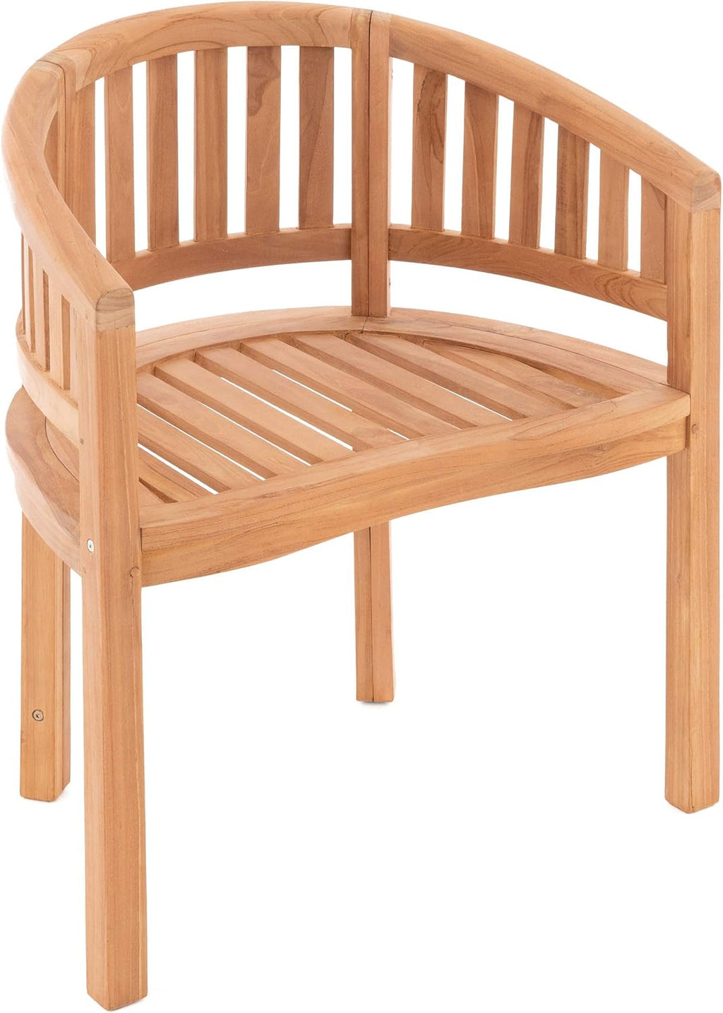 Silla de plátano DIVERO Sarasota curvada de madera de teca, tratada – Hecha totalmente a mano – Color: marrón natural