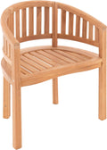 Silla de plátano DIVERO Sarasota curvada de madera de teca, tratada – Hecha totalmente a mano – Color: marrón natural