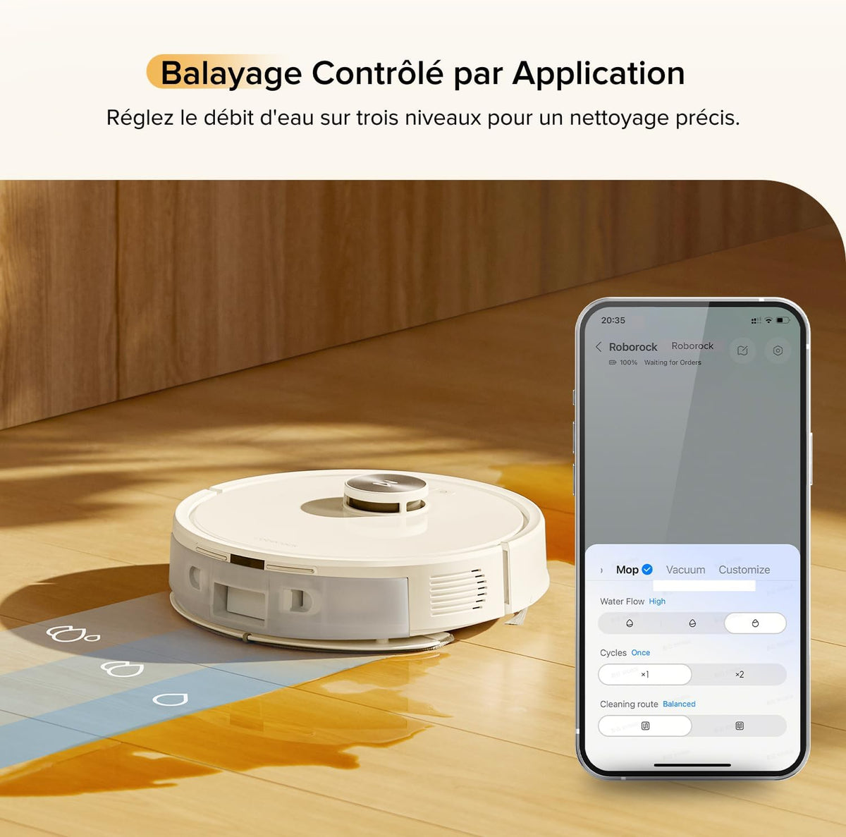 Roborock Q7 M5 Robot Aspirador y Fregasuelos 10.000 Pa, Doble Diseño Antienredos, Mayor Duración de Limpieza, Navegación Inteligente con LiDAR Preciso, APP, Blanco