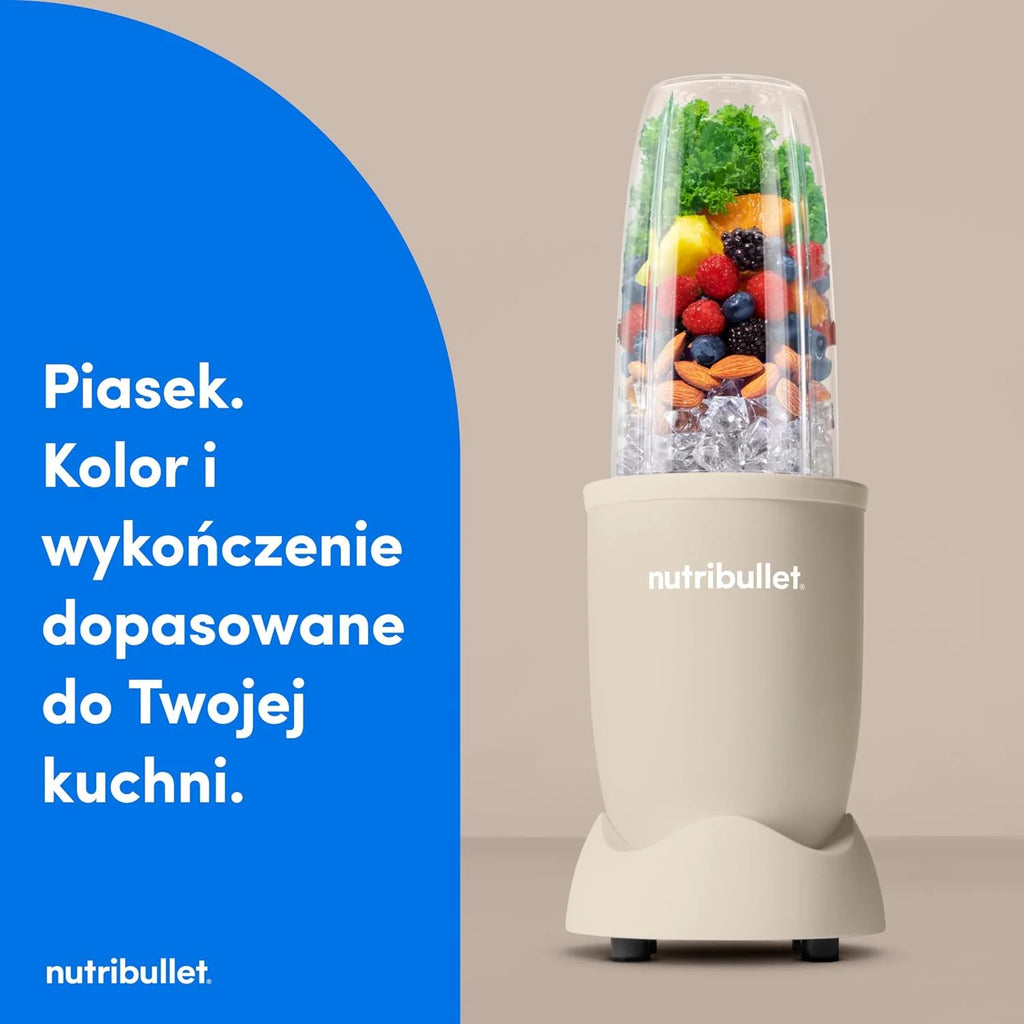 Nutribullet Pro 900 - Wielofunkcyjny Blender, Robienie Smoothie, Ekstraktor do Owoców i Warzyw, Kompaktowa Konstrukcja, Łatwy w Użyciu, Szybkie Czyszczenie, 900W, Mineralny Gołębi Szary (NB904MASN)