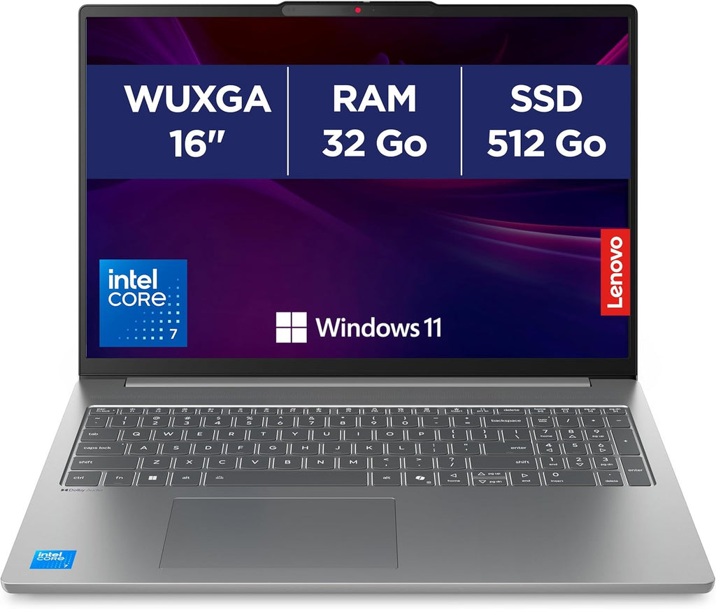 Lenovo IdeaPad Slim 5 16IRH10R - Ordenador portátil de 16'' WUXGA (Intel Core 7 240H, 32 GB de RAM, 512 GB de SSD, Intel Graphics, Windows 11 Home) Teclado francés AZERTY - Gris