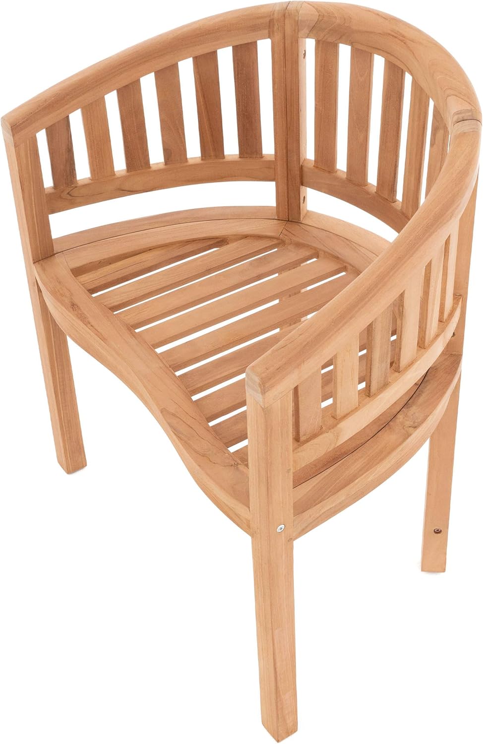 Silla de plátano DIVERO Sarasota curvada de madera de teca, tratada – Hecha totalmente a mano – Color: marrón natural