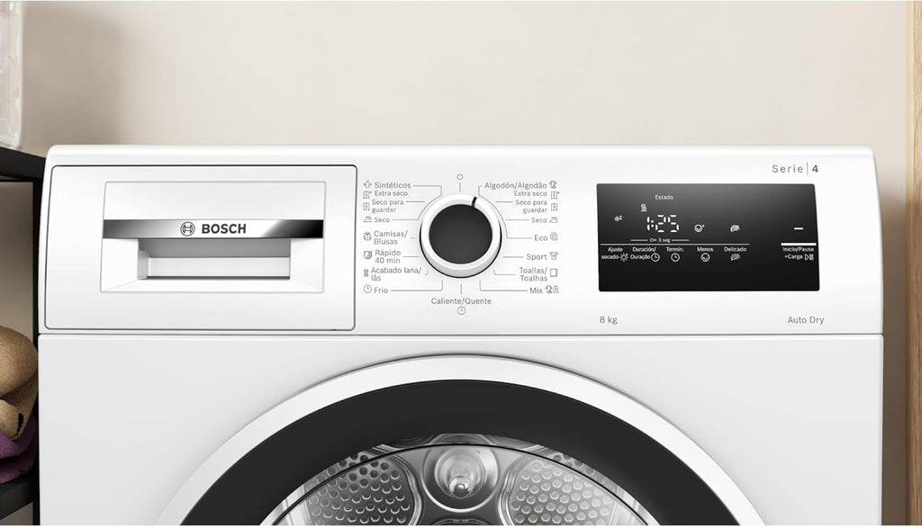 Bosch Secadora con bomba de calor 8 kg Serie 4 Easy Clean AutoDry Antiarrugas Blanco WTR85V00ES