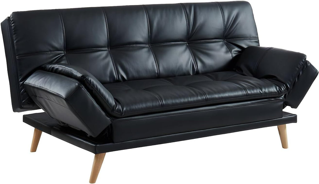 Sofá cama extensible de 3 plazas Zarina de Vente-unique, piel sintética, negro