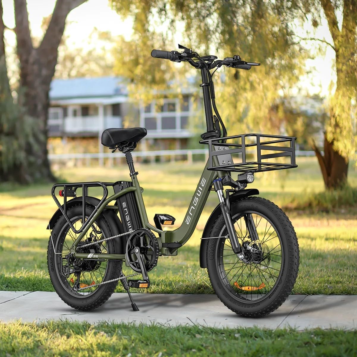 Bicicleta eléctrica plegable ENGWE de 20 pulgadas con batería de 36V 15.6Ah hasta 115KM | con cesta, 20x3.0 pulgadas, motor trasero de 250W, cambio de 7 velocidades, cuadro bajo, bicicleta urbana tipo pedelec para mujer y hombre