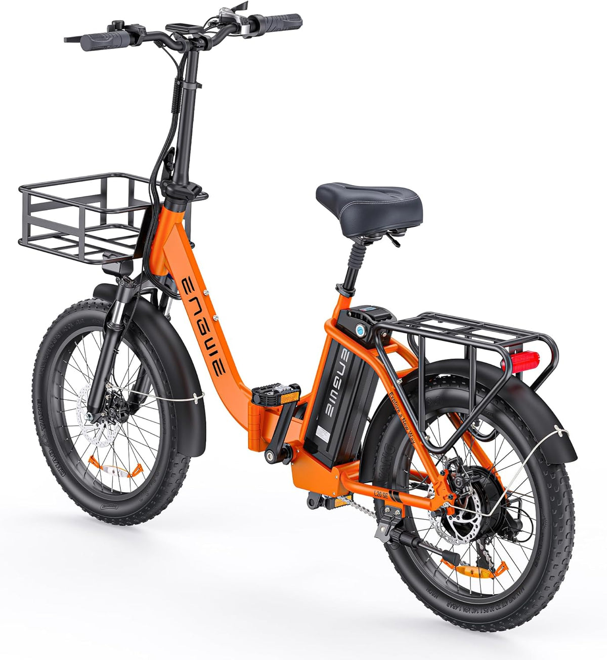 Bicicleta eléctrica plegable ENGWE de 20 pulgadas con batería de 36V 15.6Ah hasta 115KM | con cesta, 20x3.0 pulgadas, motor trasero de 250W, cambio de 7 velocidades, bicicleta eléctrica urbana para mujer y hombre
