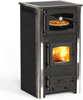 Estufa de leña con horno y placa de cocción ABC Concept 2 Air Mini, conexión múltiple, estufa de leña de 10 kW, chimenea, estufa, estufa de taller, estufa sueca, estufa de cabaña, estufa de calefacción, estufa de leña