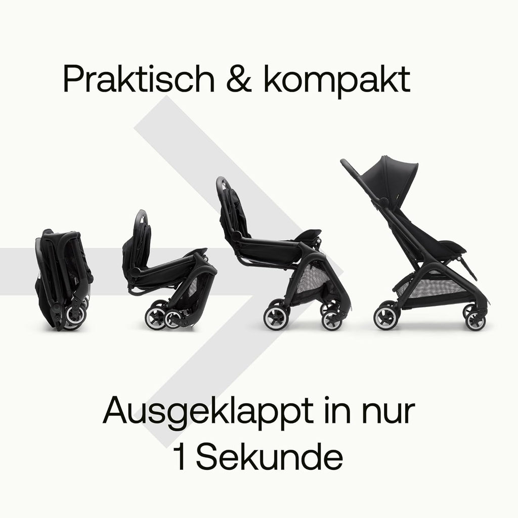 Cochecito de viaje ultracompacto Bugaboo Butterfly, pequeño y ligero, plegable con una sola mano y fácil de maniobrar, cochecito urbano ergonómico para bebés a partir de 6 meses, con mucho espacio de almacenamiento, Stormy Blue