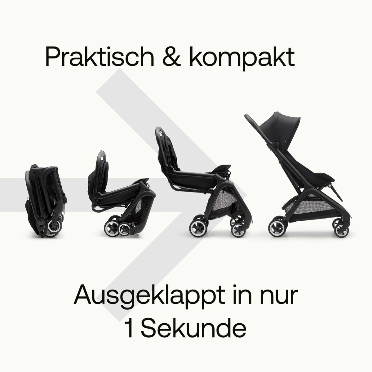Cochecito de viaje ultracompacto Bugaboo Butterfly, pequeño y ligero, plegable con una sola mano y fácil de maniobrar, cochecito urbano ergonómico para bebés a partir de 6 meses, con mucho espacio de almacenamiento, Stormy Blue