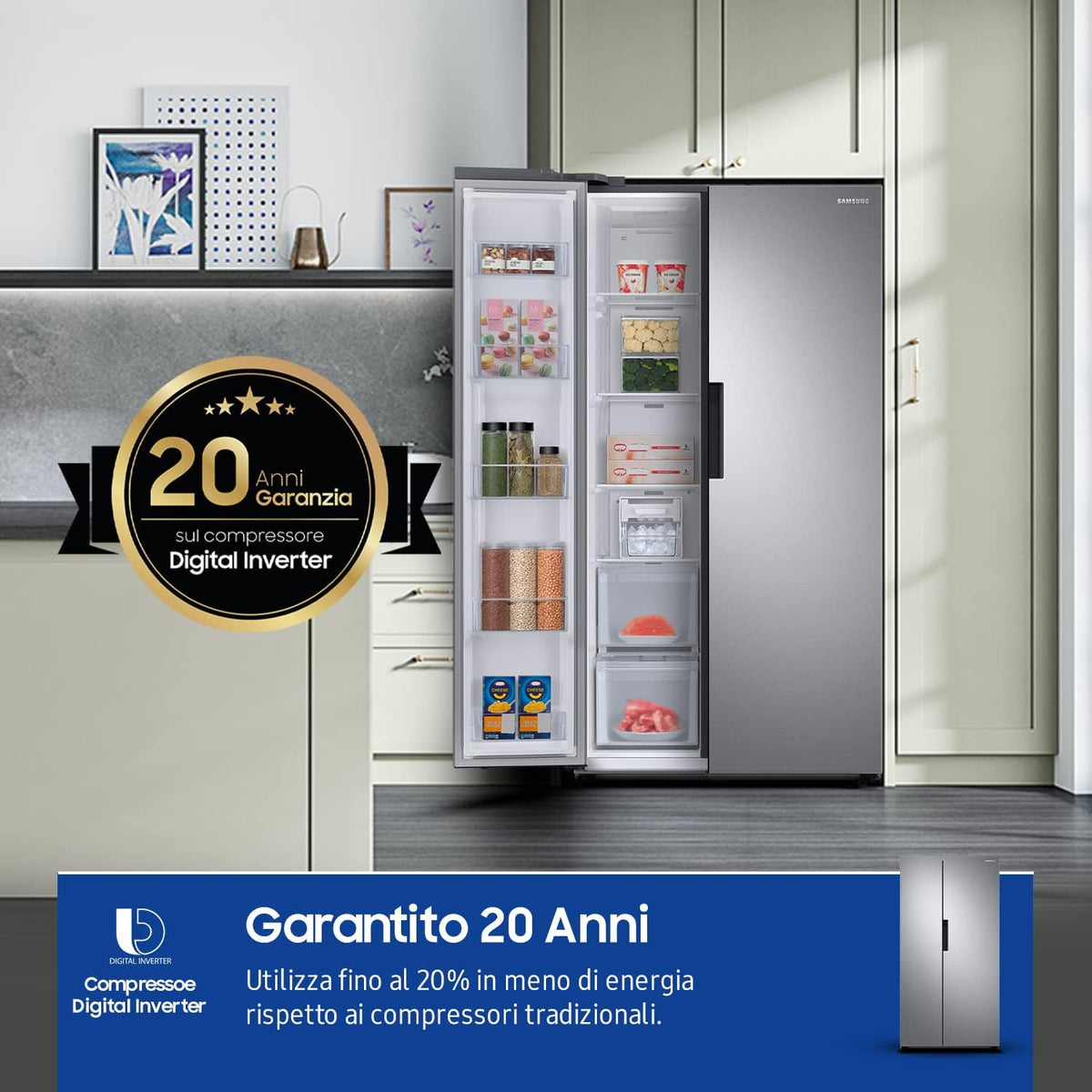 Samsung RS66A8101SL/EF Frigorífico Side by Side - Frigorífico 409L, Congelador 243L, 358 kWh/Año