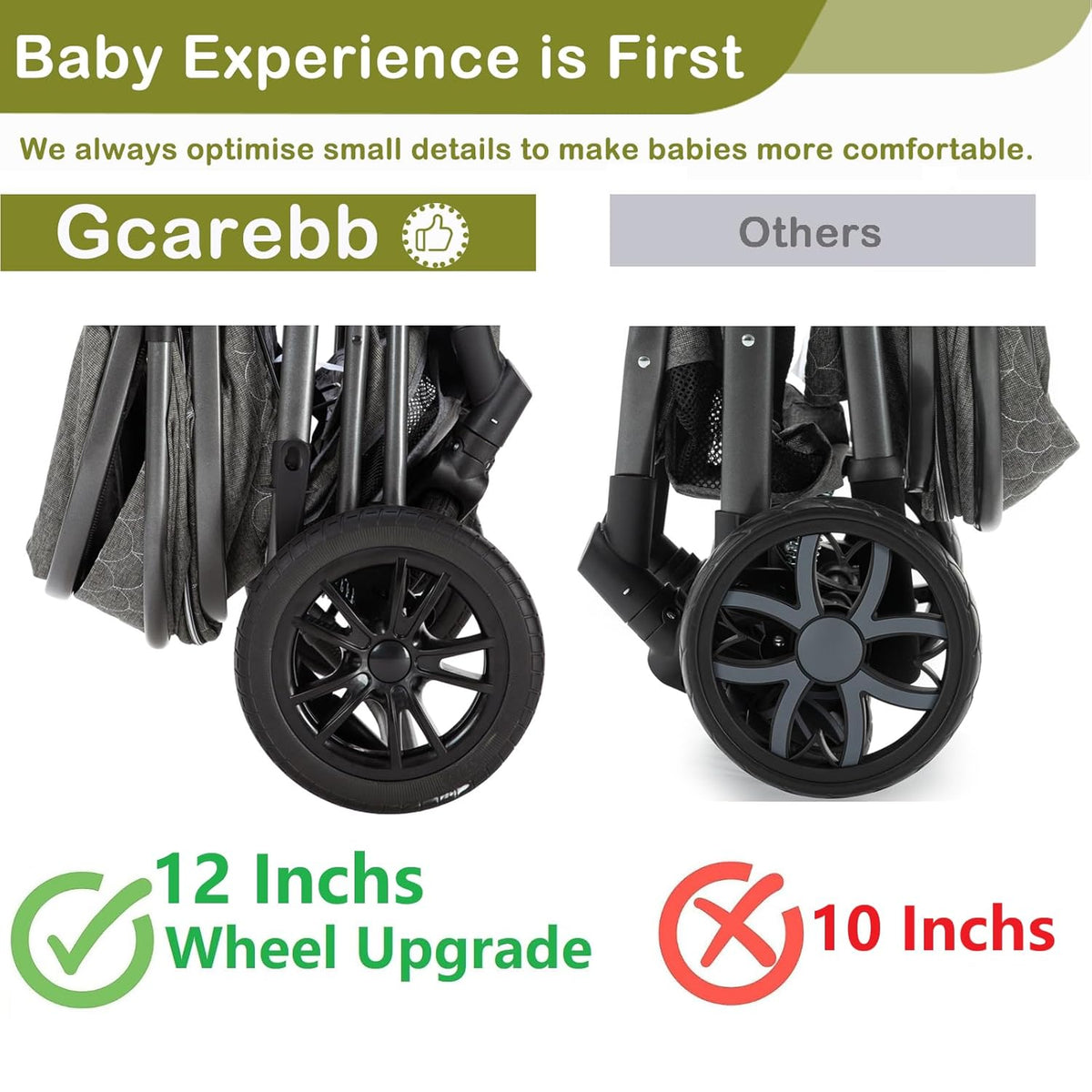 Cochecito 3 en 1 Gcarebb, silla de paseo con portabebés, cochecito completo con altura ajustable, cochecito combinado con marco de aluminio para recién nacidos de 0 a 4 años