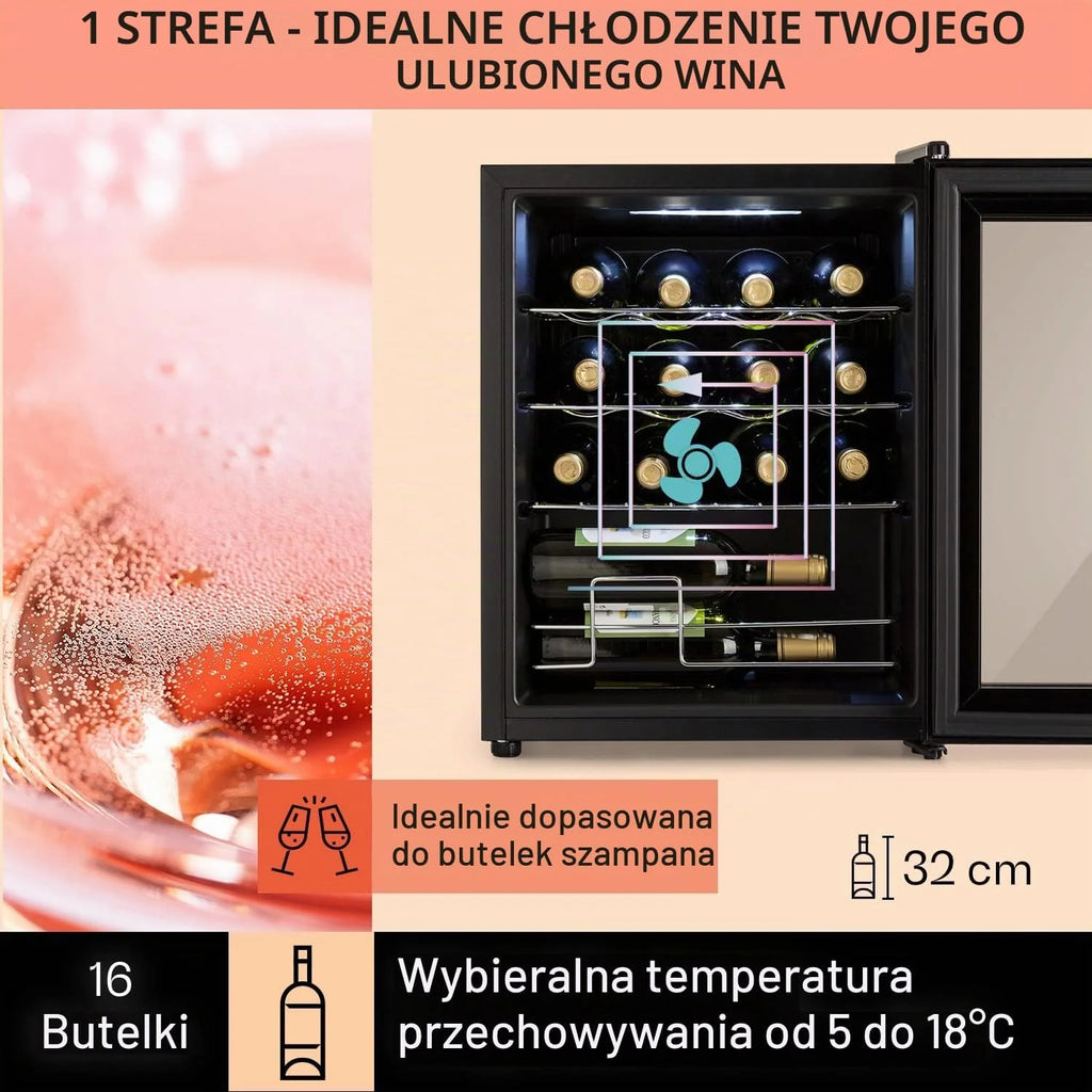 Klarstein Shiraz Slim lodówka na wino, klasa efektywności energetycznej A, 5-8°C, 42 dB, panel sterowania Soft-Touch, oświetlenie LED, wolnostojąca