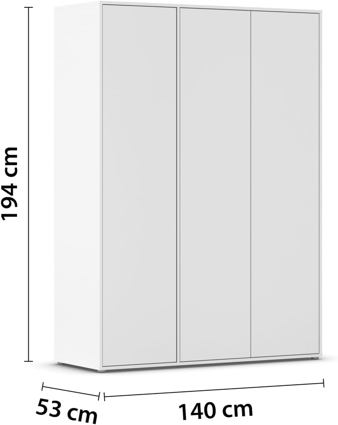 Armario Rauch Möbel Nabila para dormitorio, habitación infantil, habitación juvenil, pasillo, 3 puertas, sistema push-to-open, con accesorios Classic, color blanco, ancho 140 cm