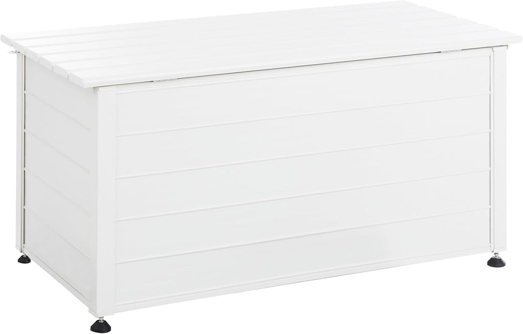 Baúl de jardín Beliani 330L aluminio blanco impermeable, arcón para cojines, caja de almacenaje Campalto