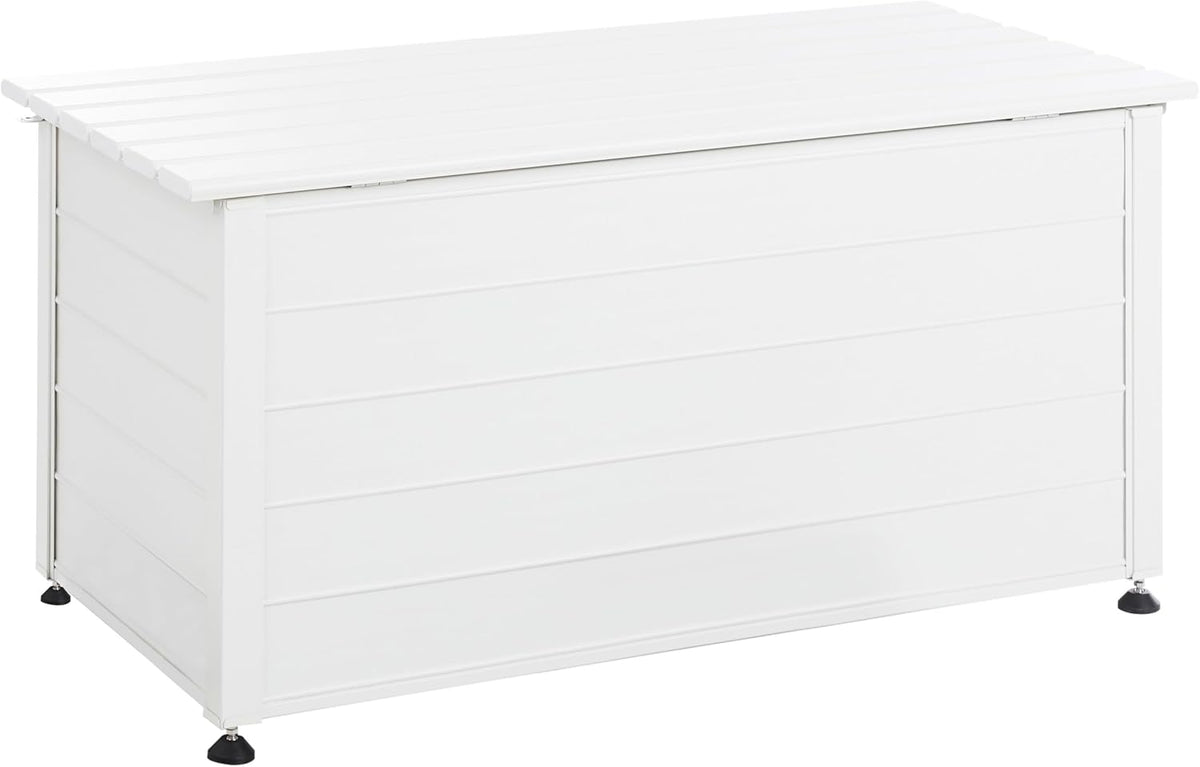 Baúl de jardín Beliani 330L aluminio blanco impermeable, arcón para cojines, caja de almacenaje Campalto