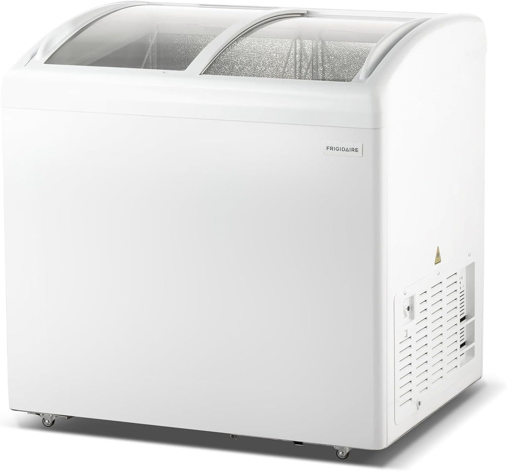 Congelador horizontal convertible Frigidaire, vitrina con tapa de cristal, 6.5 pies cúbicos, ruedas giratorias, temperatura ajustable