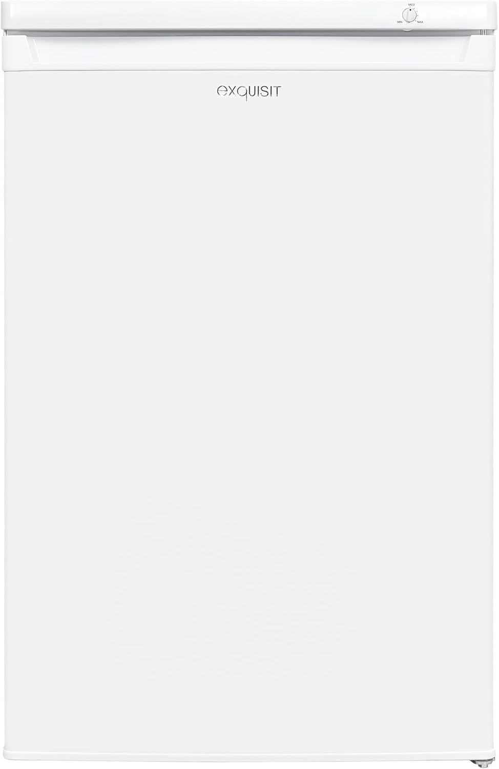 Exquisit® Congelador de sobremesa 91L, color blanco, clase E, congelador de 4 estrellas, 4 cajones transparentes, puerta reversible, control de temperatura, medidas (85,5 x 55,0 x 58,0 cm)