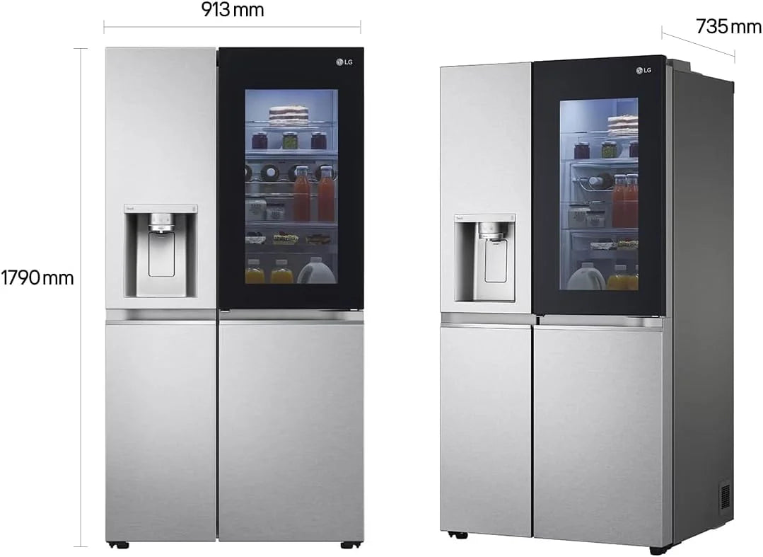 LG GSXE90MBDD Side by Side lodówka z InstaView Craft Ice | Door in Door in Door | Crushed Ice i dozownik wody EEK: klasa D | pojemność 628 litrów | przyłącze stałe | Total No Frost