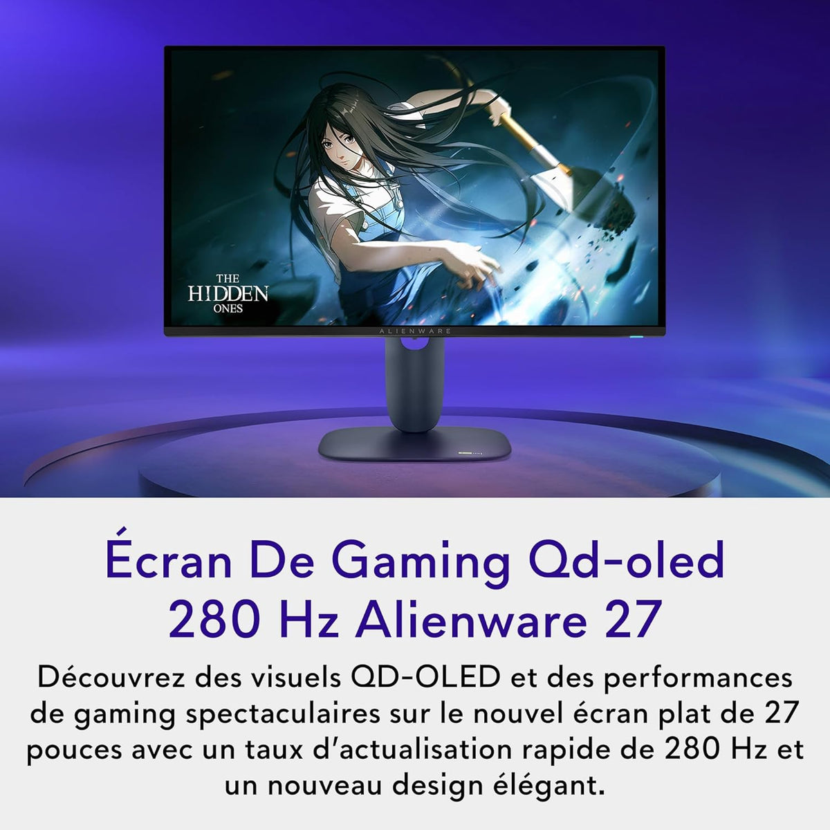 Monitor Gaming Alienware 27 - AW2725D, QHD (2560x1440), 280Hz, QD-OLED, 0.03ms, compatible con NVIDIA G-Sync, AMD FreeSync Premium Pro, DisplayHDR True Black 400, USB-C, HDMI, DisplayPort, garantía de 3 años