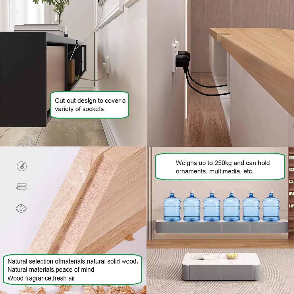 Consola multimedia para pared de TV flotante, banco de almacenamiento grande bajo TV, mueble bajo con cajones y soporte para router, (Blanco B + LED, 180 x 20 x 30 cm)