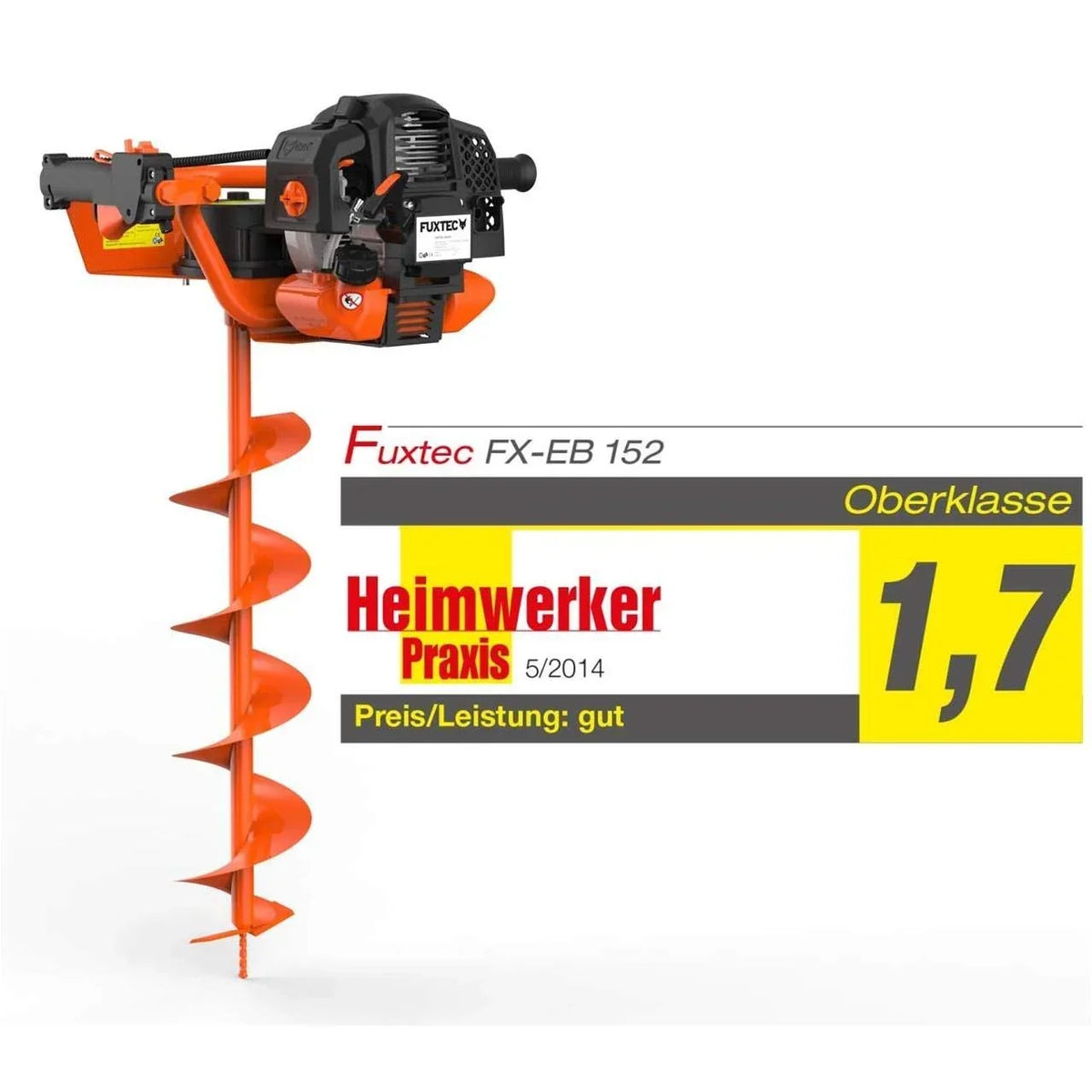 Motoperforadora de gasolina Fuxtec FX-EB152, 3 HP, 3 brocas de 100, 150 y 200 mm, ventana de control de aceite única, ahoyadora
