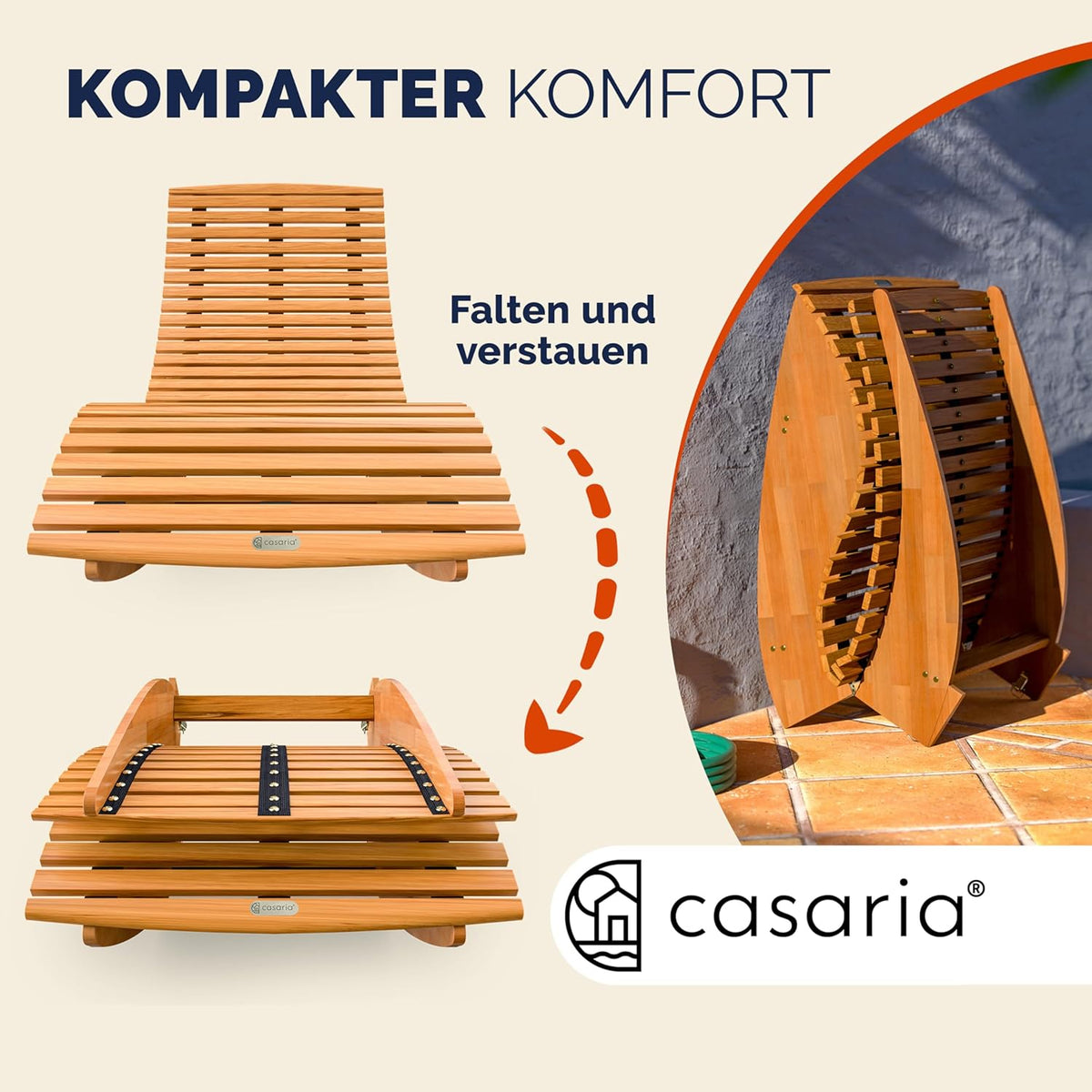 CASARIA® Juego de 2 tumbonas, incluye cojín, para 2 personas, color rojo oscuro, plegables, resistentes a la intemperie, madera, tumbona de jardín, ergonómicas, capacidad de carga de 160 kg, certificadas FSC®, tumbona basculante, balcón, 154x60 cm