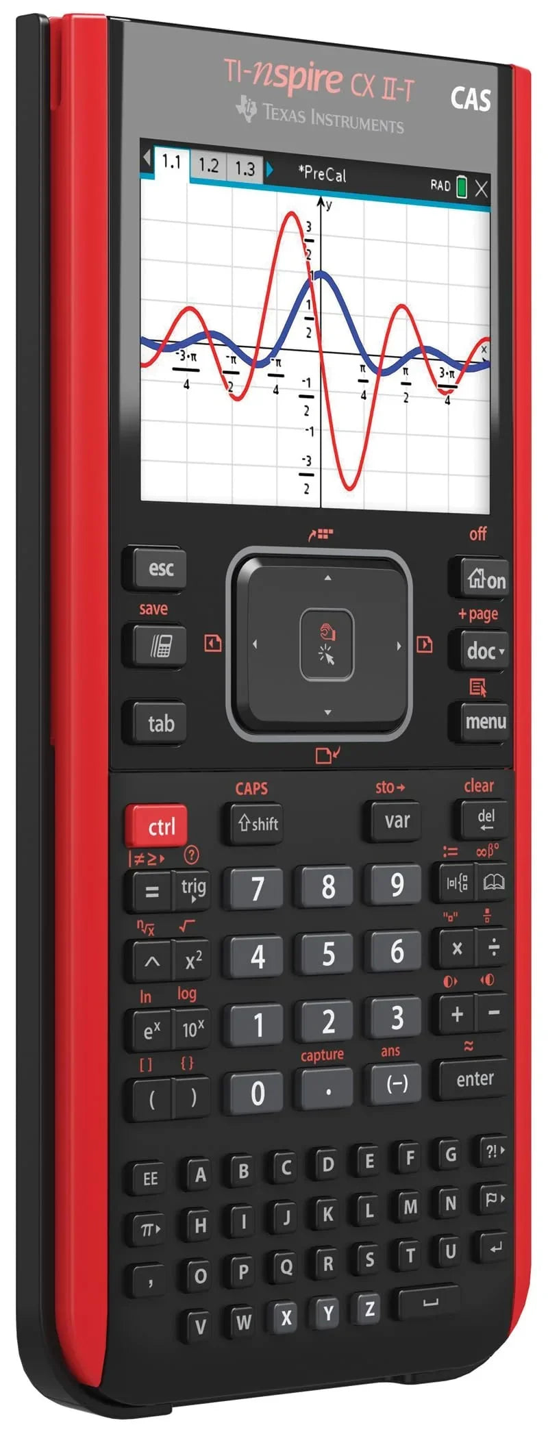 Calculadora gráfica Texas Instruments Nspire CX II T CAS, 800 funciones, pantalla a color, visualización 3D, CAS, 90 MB de memoria, batería recargable, STEM