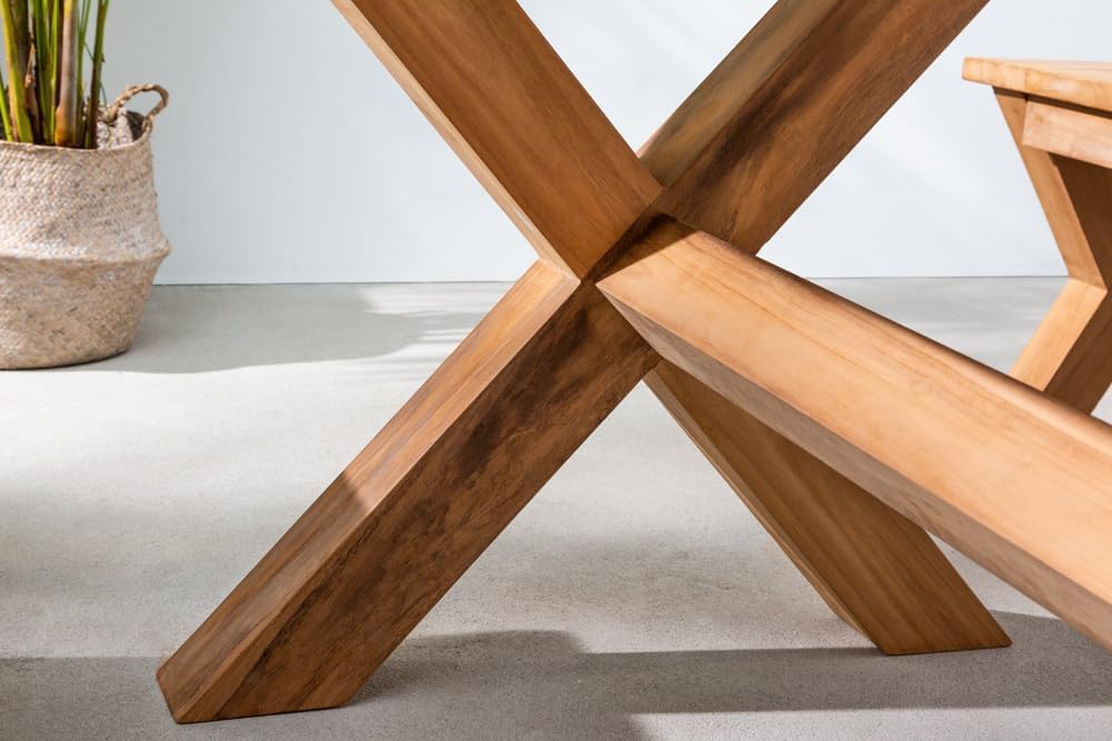 riess-ambiente.de Mesa de jardín resistente a la intemperie Empire Teak 180cm, mesa de comedor para exteriores de madera maciza de teca, mesa de comedor maciza para tu jardín