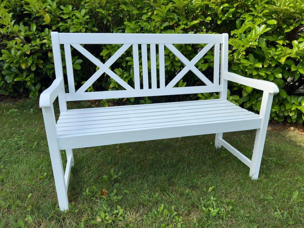 Banco de jardín metra, banco, banco de madera, blanco, banco de asiento, 2 plazas
