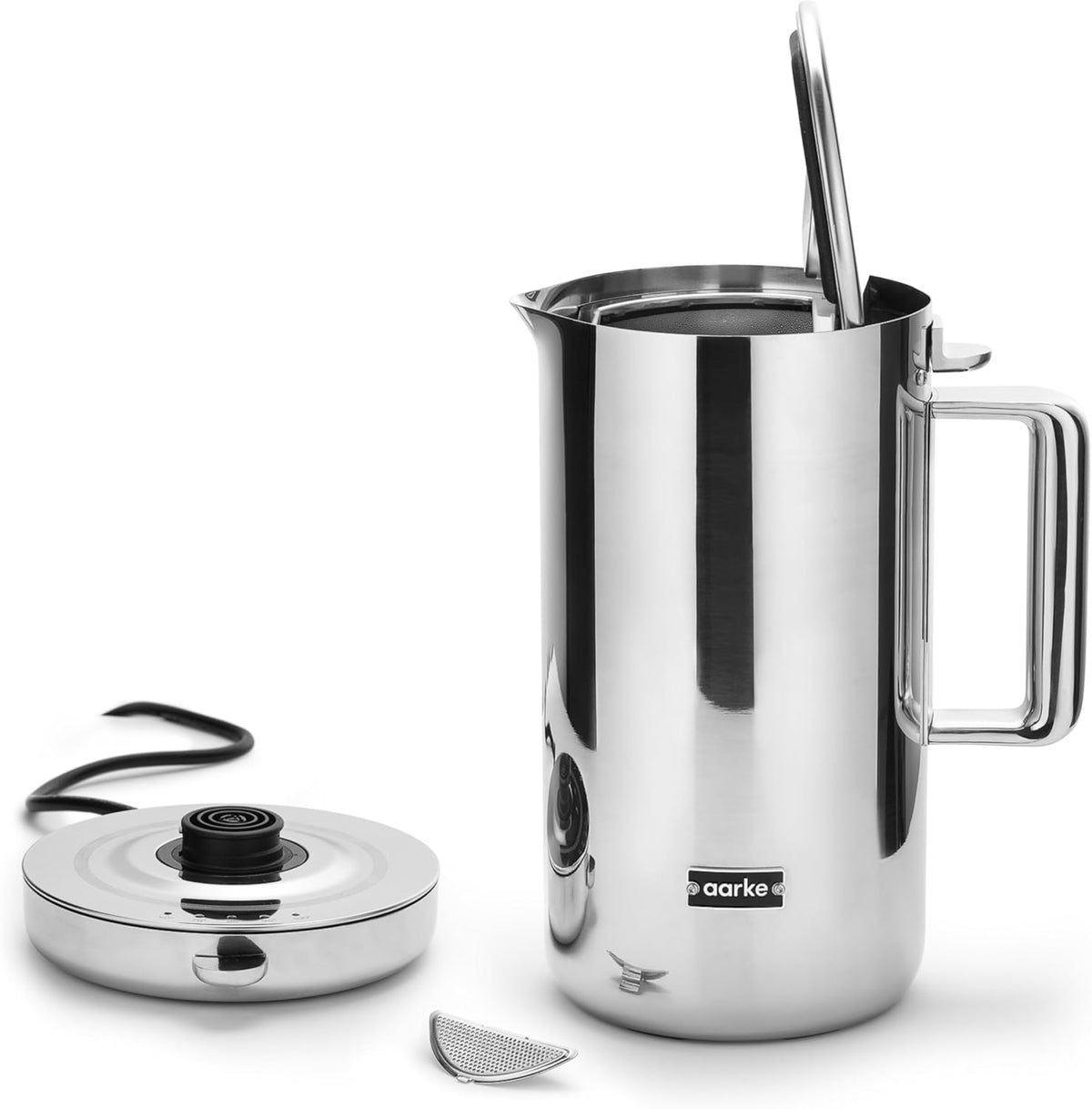Hervidor de agua de acero inoxidable Aarke negro mate – Hervidor eléctrico de 1,2 L, múltiples ajustes de temperatura, base giratoria de 360°, ebullición silenciosa, boquilla antigoteo