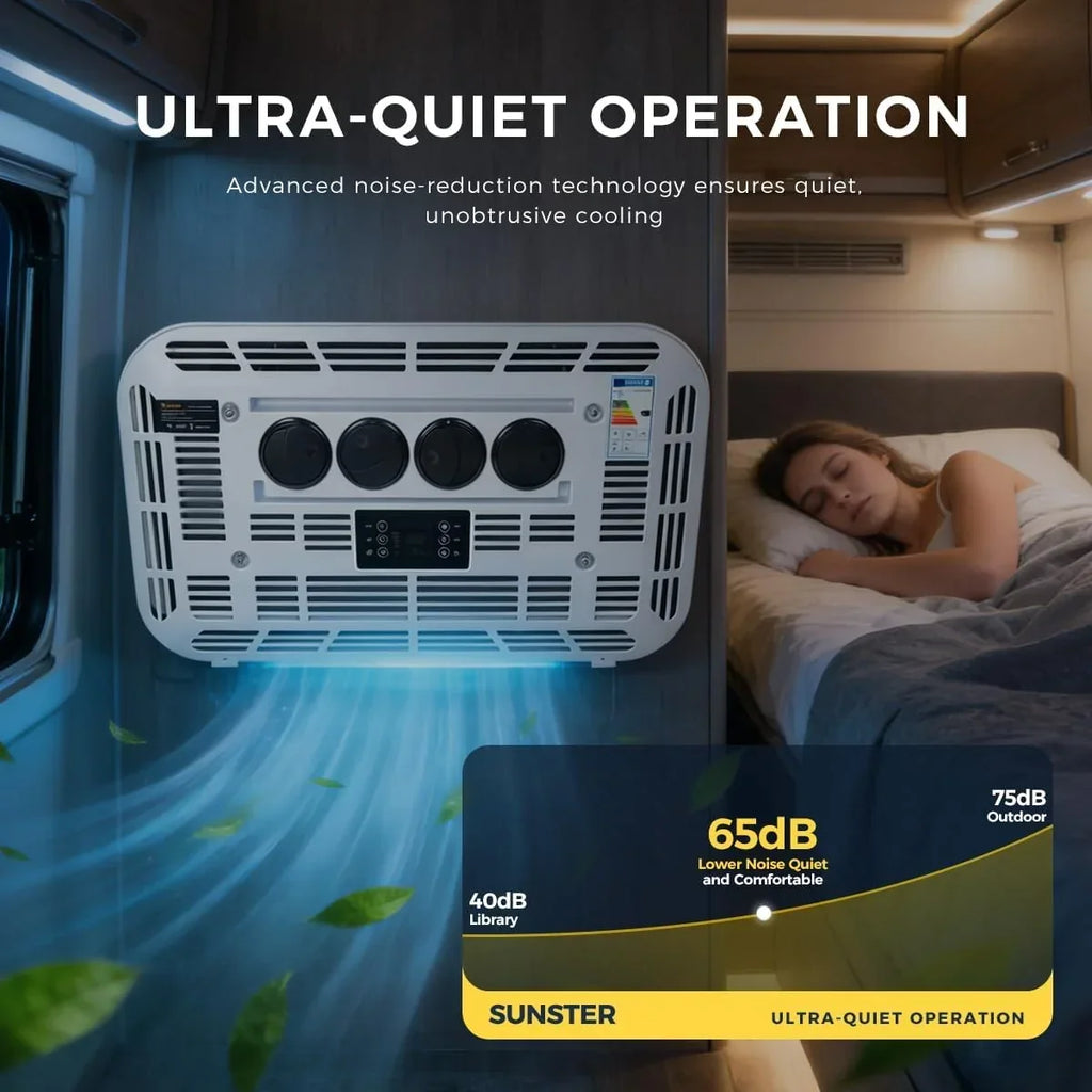 Aire acondicionado de techo 12V 6000BTU 1,8kW, múltiples modos, protección de baja presión para autocaravana, caravana, camión, camper, excavadora