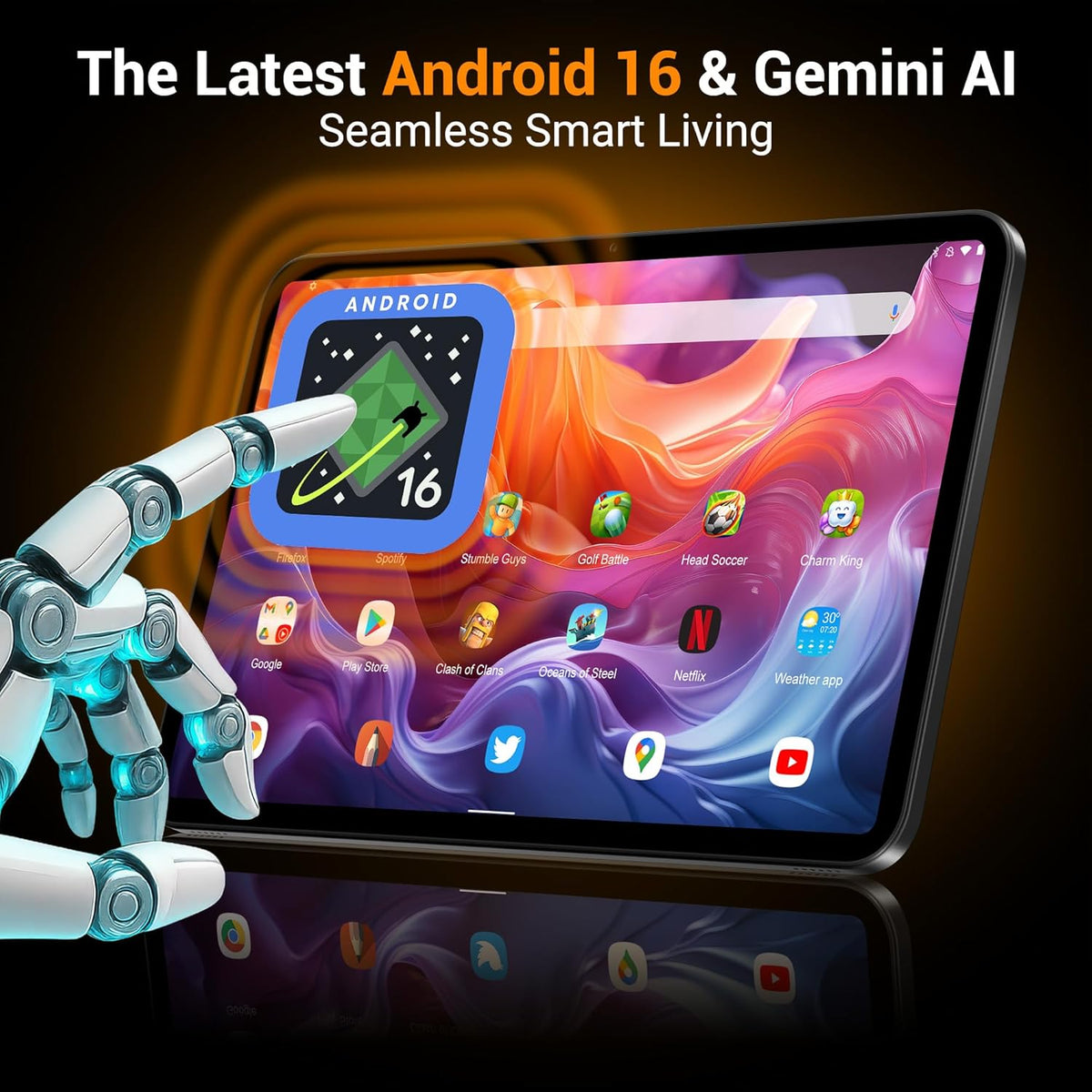 Tableta Android de 13,4 pulgadas, 16 GB RAM + 512 GB ROM/1 TB TF, tableta táctil, tableta gaming octa-core, 4G LTE SIM, 10000 mAh/13 MP/Gemini AI