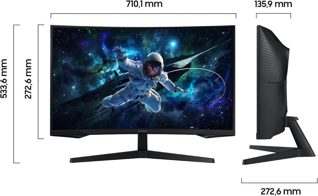 Monitor Samsung Gaming Odyssey G55C de 32'' Negro 165Hz 1ms 2560x1440 VA Curvo 1000R 2500:1 300cd/m² HDR10 HDMI DisplayPort AMD FreeSync Base inclinable