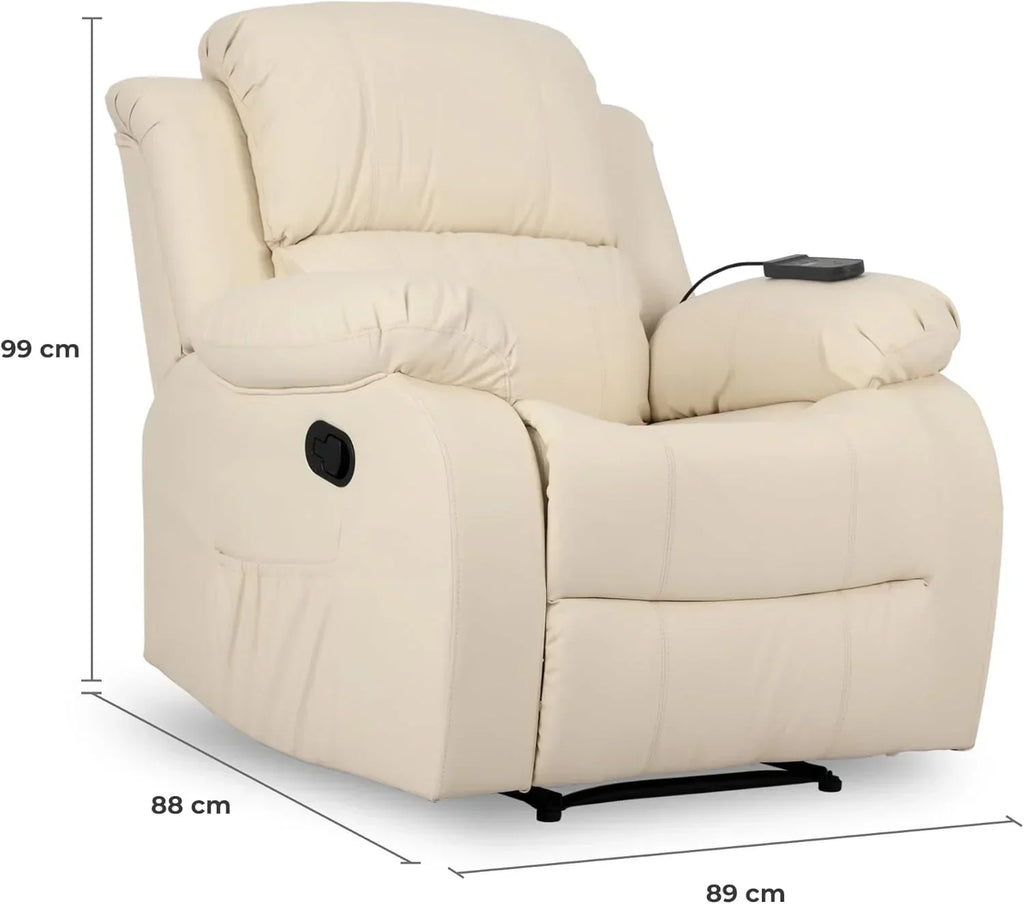 Don Descanso - Sillón Relax Masaje Calor Trevi Negro Reclinable 160º con 8 Motores Silenciosos, Calor Lumbar, Sistema de Masaje de 4 Zonas y Acabado en PU Anti-Cuarteo [Incluye Mando]. Ideal para Personas Mayores