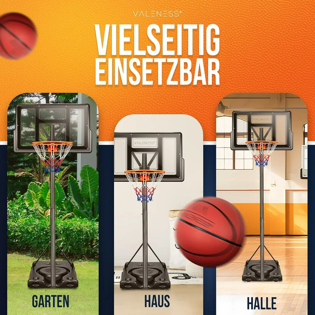 Canasta de baloncesto para exteriores, altura regulable de 135 a 305 cm, soporte de baloncesto independiente con balón de baloncesto talla 7 y bomba de aire BWS2024