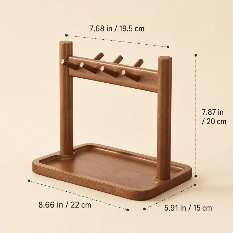 Expositor de joyas de madera, soporte para pulseras, soporte para collares con bandeja para anillos, minimalista, 22 x 15 x 20 cm