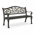 Banco de jardín de metal con ornamentos 125 cm negro