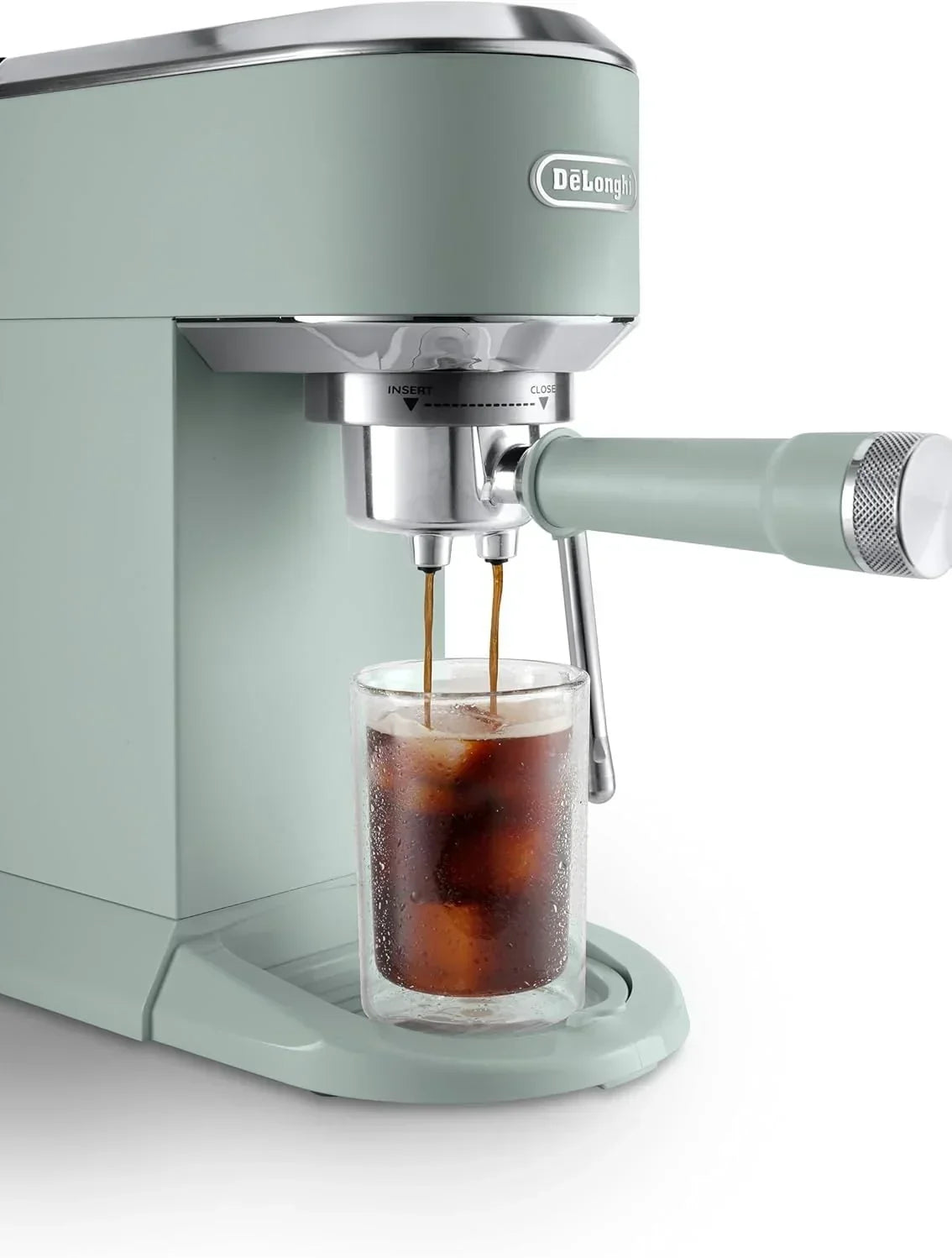 De'Longhi Dedica – Cafetera de bomba de acero inoxidable para café molido o monodosis, espresso y capuchino, depósito de 1,3 litros, sistema antigoteo, modelo EC685.M, color metal