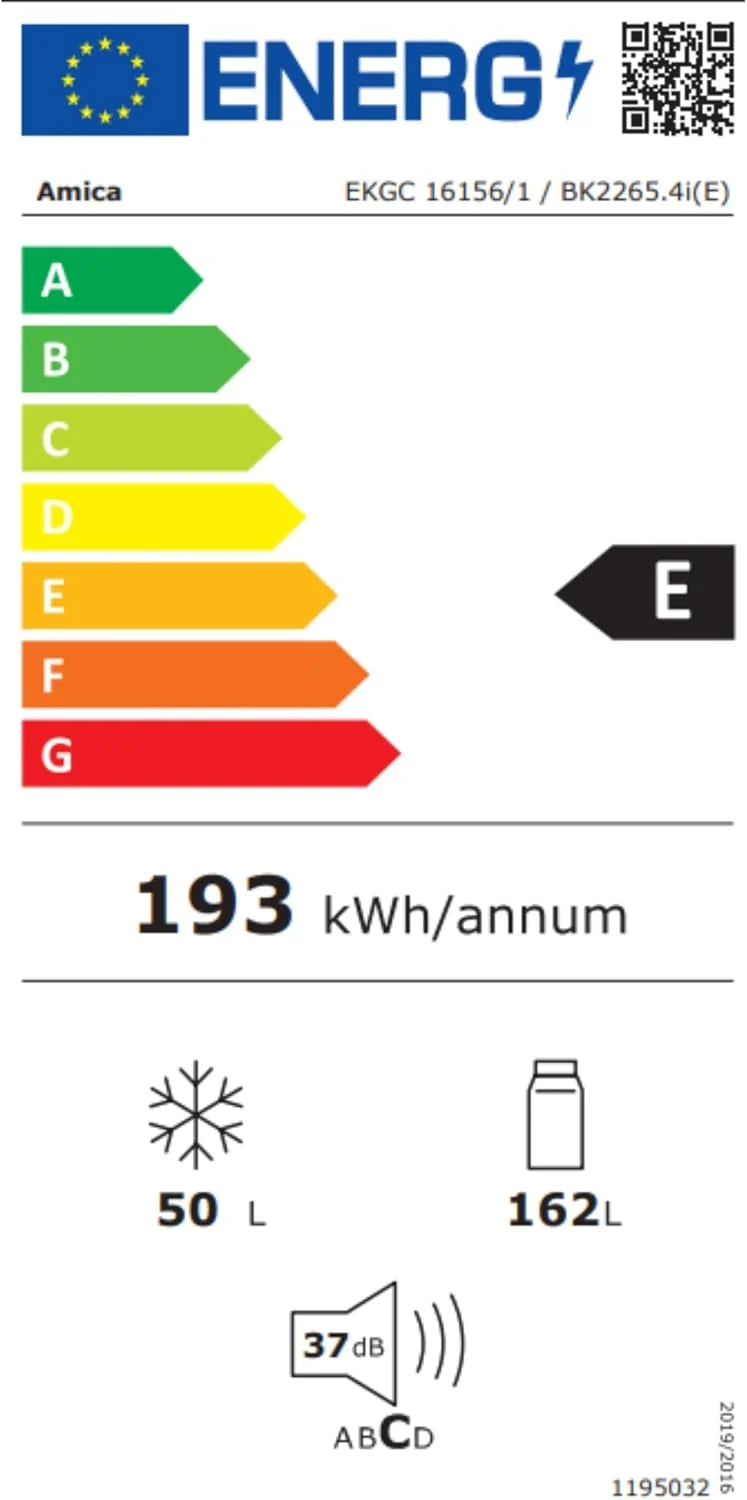 Amica Zamrażarka do zabudowy EKGC 16156-1/1450 mm nisza/technologia drzwi holowanych/inwerter/sterowanie elektroniczne/alarm otwierania drzwi