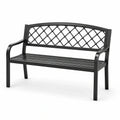 Banco de jardín de metal con respaldo de rombos, 127 cm, negro