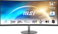 Monitor de oficina curvo MSI Pro MP341CQ de 34" UWQHD - Panel VA 1500R, 3440x1440, 100Hz, Confort ocular, sRGB 116%, HDR Ready, Altavoces integrados, Inclinación ajustable - HDMI, DisplayPort
