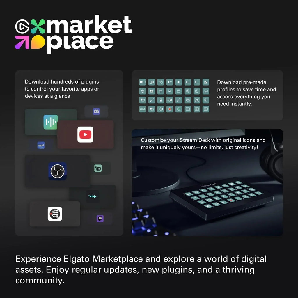Elgato Stream Deck XL, controlador de estudio, 32 teclas, acciones ilimitadas, integraciones, retroalimentación visual, Mac/PC