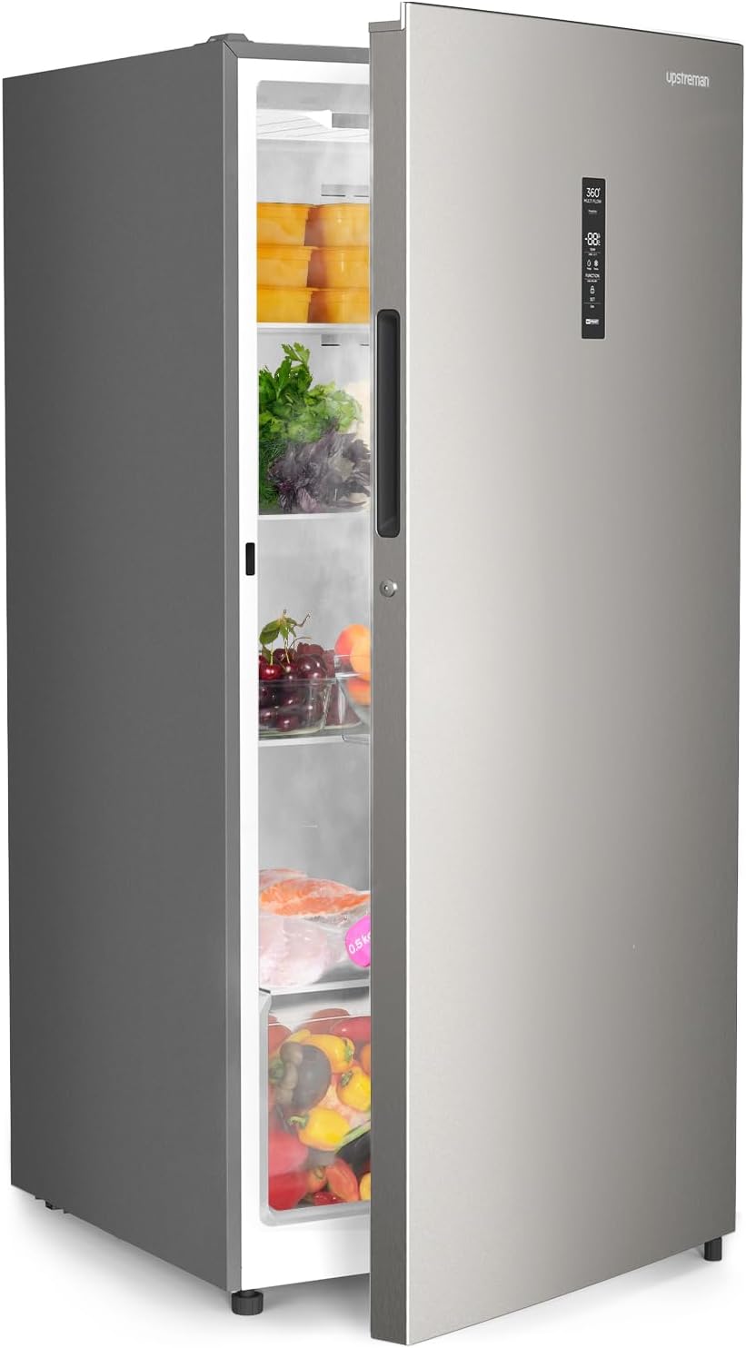 Congelador vertical Upstreman de 14.0 pies cúbicos, congelador convertible a refrigerador con control electrónico inteligente, sin escarcha (frost-free), Energy Star, funcionamiento silencioso, congelador de pie para hogares, oficinas y garajes - UF14