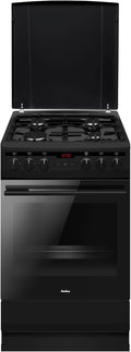 Cocina independiente Amica SHEG 904 000 SM / con placa de gas y horno eléctrico / 50 cm de ancho / negro mate / temporizador / 11 funciones de horno, p. ej. aire caliente