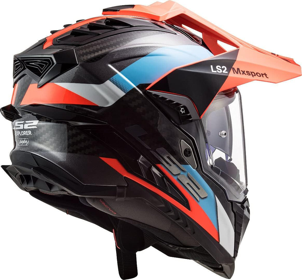 Casco de motocross LS2 MX701 Explorer C Frontier Carbon Azul/Naranja L (59/60)