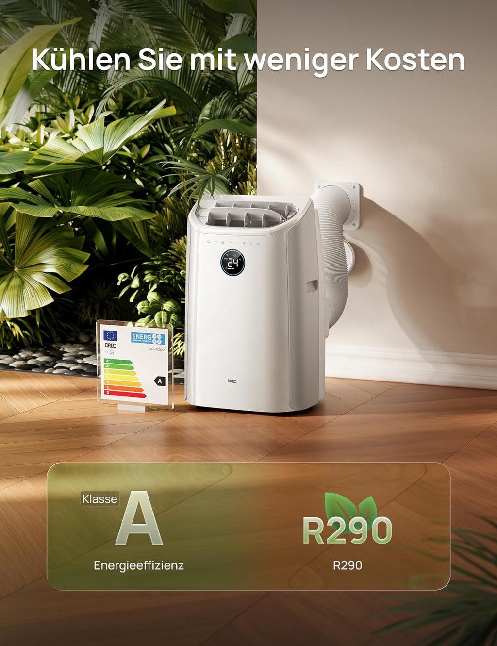 Aire acondicionado portátil DREO, 10.000 BTU para dormitorio, 3 en 1: refrigeración/ventilación/deshumidificación, enfriamiento sin drenaje, control por aplicación/voz/mando a distancia, temporizador de 24 horas, AC515S