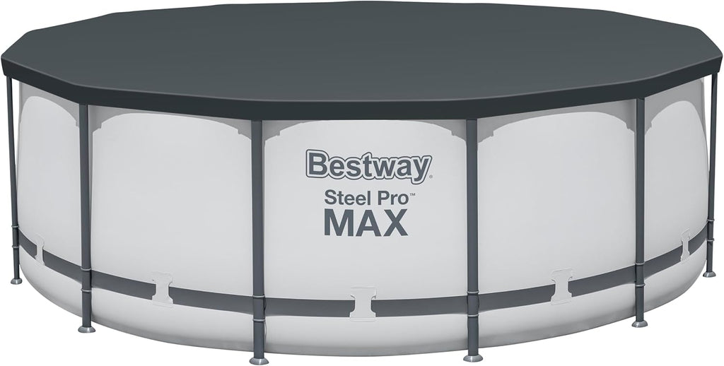 Set de piscina elevada Bestway® Steel Pro MAX™ con bomba de filtro, Ø 396 x 122 cm, gris claro, redonda