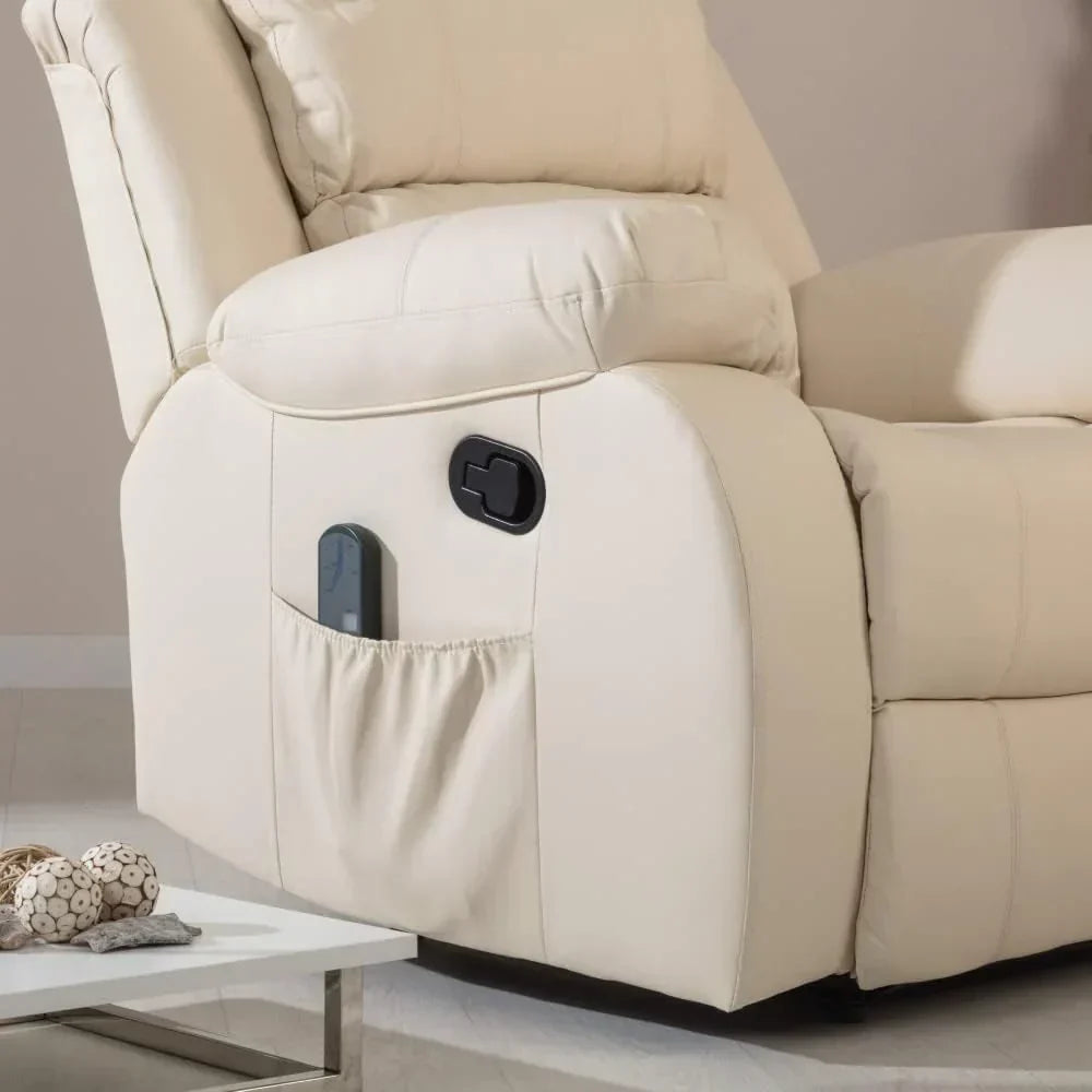 Don Descanso - Sillón Relax Masaje Calor Trevi Negro Reclinable 160º con 8 Motores Silenciosos, Calor Lumbar, Sistema de Masaje de 4 Zonas y Acabado en PU Anti-Cuarteo [Incluye Mando]. Ideal para Personas Mayores